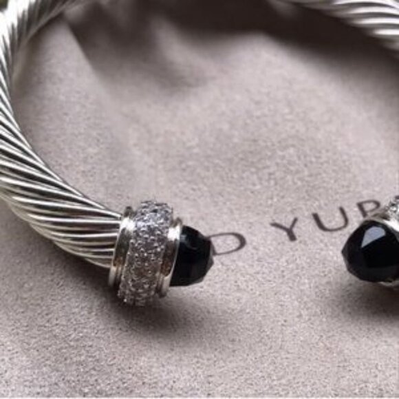 David Yurman Black Onyx Bracelet w Diamonds -7mm - Picture 2 of 5